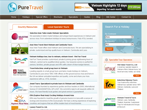 Screenshot of PureTravel Vietnam Adventure Holidays