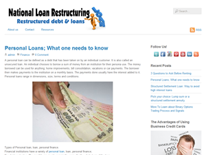 Screenshot of National Loan Restructuring