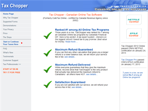 Screenshot of Online Tax Canada