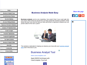 Screenshot of Business Analysis Tools