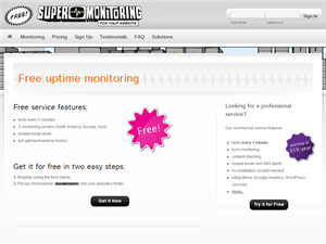 Screenshot of Free Website Monitoring Service