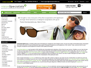 Screenshot of One Stop Shop for Designer Eyewear