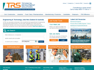 Screenshot of TRS Industrial Engineering Jobs Portal NZ