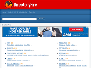 Screenshot of DirectoryFire Web Directory