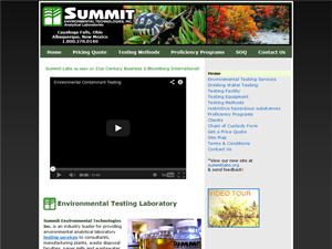 Screenshot of Environmental Laboratory Testing