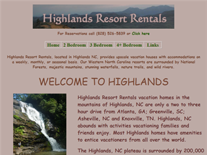 Screenshot of Highlands Resort Rentals 