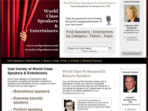 Screenshot of World Class Speakers and Entertainers