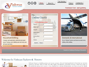 Screenshot of International Packers and Movers