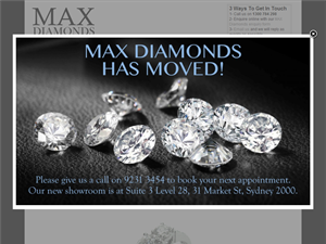 Screenshot of MAX Diamonds Sydney