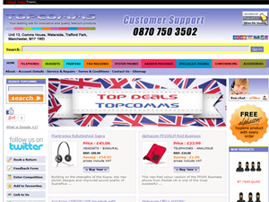 Screenshot of Topcomms - one of the UK's leading distributors of telecom 