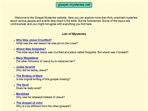 Screenshot of Gospel Mysteries Website