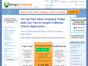 Screenshot of Set up a Company