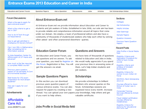 Screenshot of Entrance Tests India