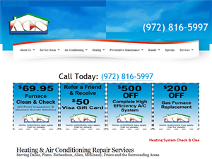 Screenshot of Heating, AC Repair, & Installation-Dallas, Plano, Allen