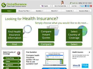 Screenshot of International Health Insurance