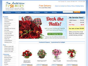 Screenshot of London Ontario Florists & Flowers