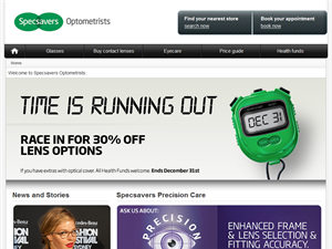 Screenshot of Specsavers Opticians Australia