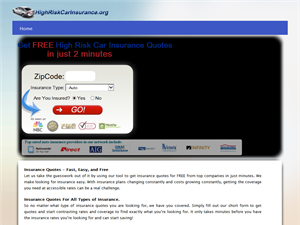 Screenshot of High Risk Car Insurance