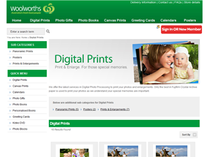 Screenshot of Photo Prints & Enlargements at Woolworths Photos