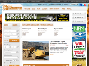 Screenshot of Earthmovers & Excavators for Sale