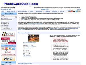 Screenshot of Premium Long Distance Phone Cards Quick