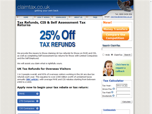 Screenshot of Self Assessment Tax Refunds