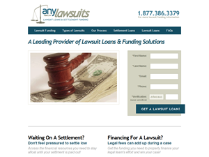 Screenshot of AnyLawsuits lawsuit loans