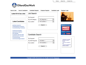 Screenshot of Job Search Site for Oil and Gas Jobs