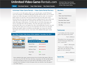 Screenshot of Unlimited Video Game Rentals Review