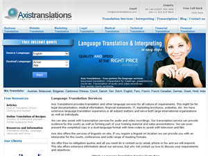 Screenshot of Translation Services