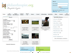 Screenshot of Philanthropist.org - A market-based Exchange 