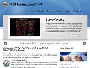 Screenshot of CAD CAM and GIS outsourcing services in India.