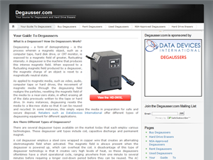 Screenshot of Degausser.com: Your Guide To Degaussers