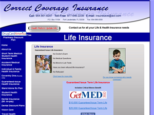 Screenshot of Health Insurance for People With Pre-Existing