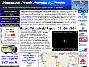 Screenshot of Houston Windshield Repair