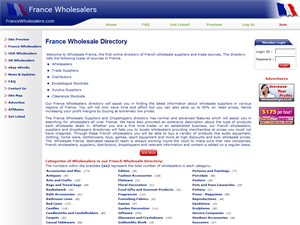 Screenshot of French Wholesale Dropshippers Directory