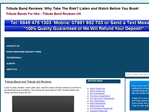 Screenshot of Tribute Bands and Tribute Acts