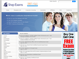 Screenshot of Certification Exam Training Products