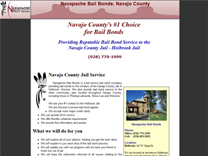 Screenshot of Navapache Bail Bonds; Navajo County