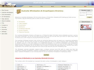 Screenshot of Australian Wholesalers & Dropshippers Directory