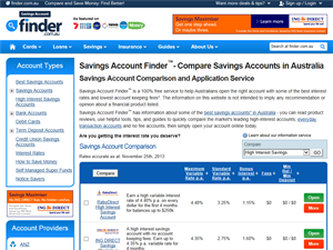 Screenshot of Savings Accounts Comparison