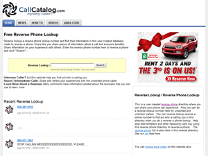 Screenshot of Reverse Lookup Number 