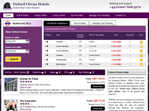 Screenshot of Oxford Circus London Hotels