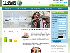 Screenshot of Debt Free League most popular debt Negotiation Company for best debt settlement