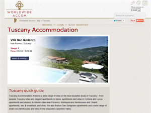 Screenshot of Tuscany Accommodation