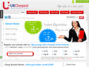 Screenshot of Free Domain Registration & Low Cost hosting