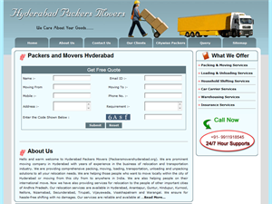 Screenshot of Packers and Movers Hyderabad